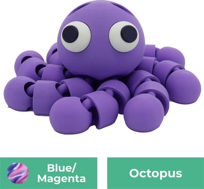 Flexibele octopus beeld – Decoratief beeld - Blauw / Paars - 3d geprinte beeld – Unieke woondecoratie - 25CM
