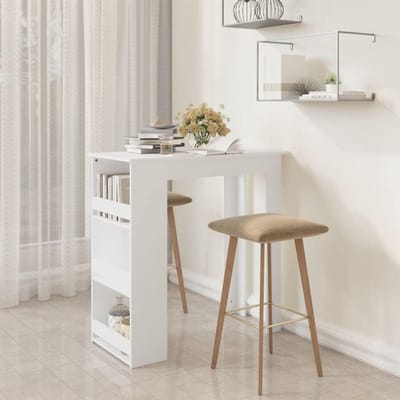 Bartafel met Opslag - Keukentafel - Kleine Ruimtes - Drie Opbergvakken - 102 cm - Wit