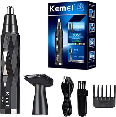 Krachtige Oplaadbare 2in1 Kemei Scheerapparaat - Multifunctionele Scheerapparaat Set - Neus + Wenkbrauw + Hoofd/Baard Trimmer - Perfecte Lichaamshaar Verzorging - Unisex