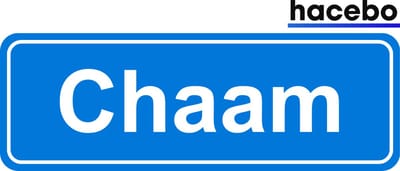Hacebo - Plaatsnaam Sticker - 29x10 CM - Chaam sticker - Verkeersborden sticker - grappige cadeaus - Chaam