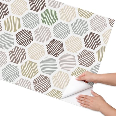Coloray Meubel Wrap Folie - Bruin Meubelfolie - 75x150 cm - Plakfolie Meubels Zeshoekig mozaïek - Decoratiefolie Zelfklevend - Minimalist Meubelfolie - Meubelfolie Zelfklevend - Badkamer decoratie - Achtergronden en patronen