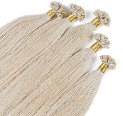 hair2heart Premium Extensions Echt haar Bondings glad - 25 strengen 0,8 g 50 cm 10/1 lichtblond as