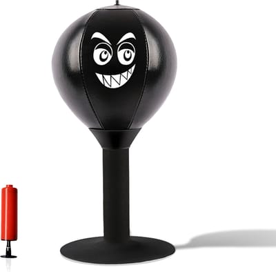 Boksbal tafelmodel pomp - Mini bokszak - bureau boksbal - voor volwassenen & kinderen - zwart - stevige zuignap - Anti Stress - Mini Bokspaal