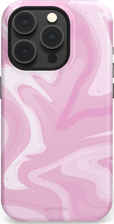 Casetastic hoesje geschikt voor Apple iPhone 15 Pro - MagSafe - Dubbellaagse bescherming - Zoet Roze Marmer - Fashion Case - Lichtroze Wit
