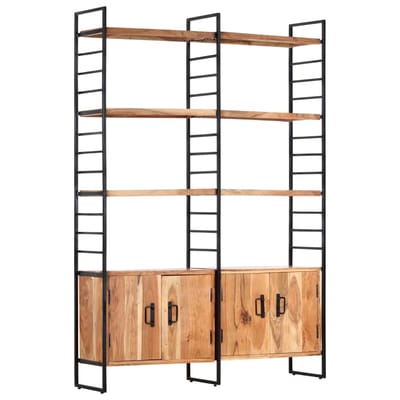 vidaXL - Boekenkast - met - 4 - schappen - 124x30x180 - cm - massief - acaciahout