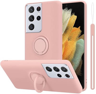 Cadorabo Hoesje geschikt voor Samsung Galaxy S21 ULTRA in LIQUID ROZE - Beschermhoes van flexibel TPU silicone Case Cover met ring