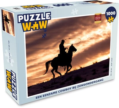 Puzzel Een eenzame cowboy bij zonsondergang - Legpuzzel - Puzzel 1000 stukjes volwassenen