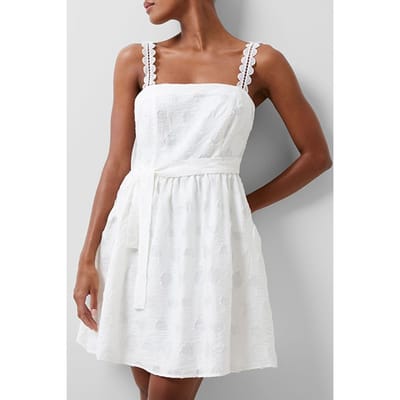 French Connection Freya Organza Burnout Dress White Maat: 6 | Mini Jurken Outlet | Dames | Wit