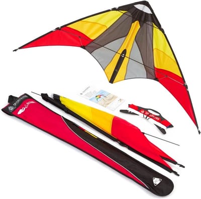Tweelijnige vlieger voor kinderen en volwassenen | 51 x 115 cm | Geschikt voor lichte wind, 1-7 Beaufort