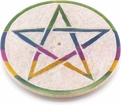 Wierookhouder Pentagram van zeepsteen 8 cm
