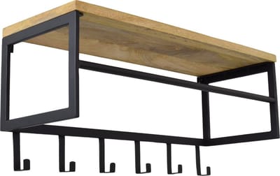 LOFT42 Kapstok Ivory - Hout – Metaal – 6 haken en Roede - 80x36x30