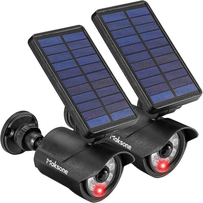Zonneverlichting met Sensor - Beveiligingslicht - Buitenbeveiliging - Nep Camera Look - 19x13x24 cm - Zwart