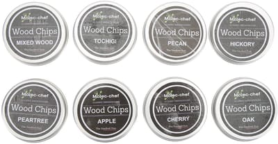 Dailygoods- Houtspaanders 8 Doosjes - Rookhoutsnippers - Appelhout/Hickory/Eiken/Kersen - Gerookte Dranken - Aangenaam Rokerig Aroma - Verbeterde Smaak - Rookchips