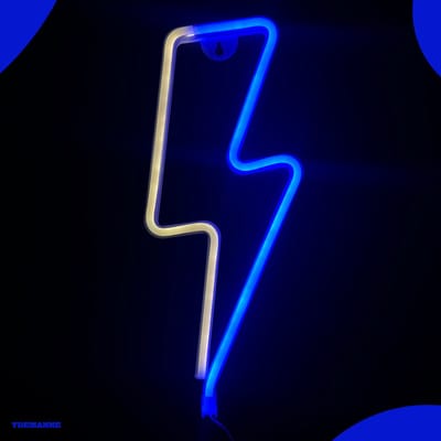 Neon Lamp - Bliksem Blauw / Warm Wit - USB of Batterijen - Neon Verlichting - Neon Led Lamp - Neon Wandlamp