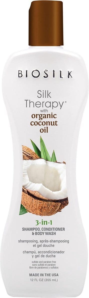 BioSilk Silk Therapy Organic Coconut Oil 3-in-1 Shampoo, Conditioner & Body Wash Gel Haar & Huid