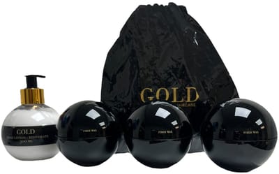 3x Gold Haircare Fiber Wax + Hand Lotion met Opbergtasje