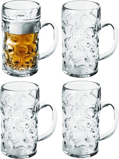 Bierpullen/bierglazen - 4x - halve liter/50 cl/500 ml - onbreekbaar kunststof - 0,5 liter pullen - Bierfeest/Oktoberfest pul