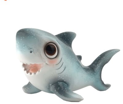 Haai - Zeedier - Beeld - Shark - Blauw - 16.5x10.5x9 cm. - Keramiek - Funny - Decoratie