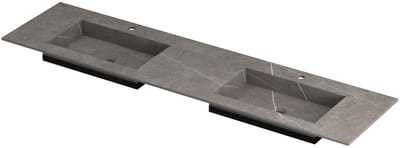 INK Post Wastafel Keramische Slab Envelop Bak Dubbel 2 Kraangaten - 1800x450x10 mm - Armani Grey Mat