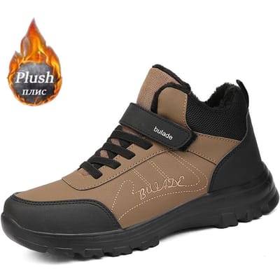 ELUVA Arctische Sneeuwschoenen voor Mannen Thermisch Waterdichte Winterlaarzen Antislip Wandelschoenen Lichtgewicht Geïsoleerde Buitenwerklaarzen 46 bruin