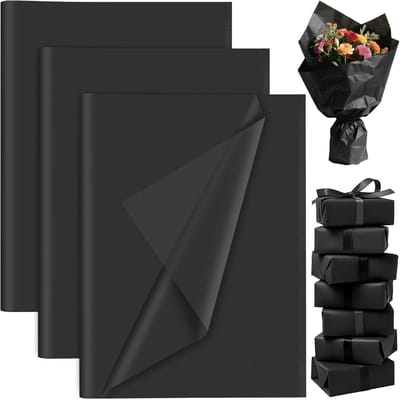 Tissuepapier zwart 60 vellen - bulk 35,6 x 50,8 cm - decoratief voor ambachten - ideaal voor cadeauverpakking - SnelShoppen