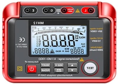 Weerstandsmeter - Isolatiemeter Tester - Elektrische Veiligheid - Hoogspanningstesten - 1000V - Rood