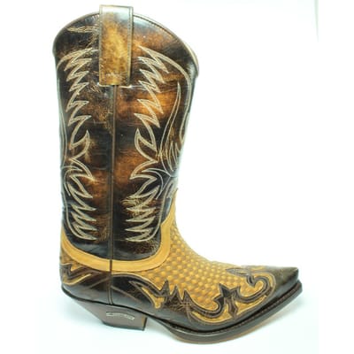 Sendra Boots 3241 Bruin Dames Heren Laarzen Trenzado Cuervo Ibiza Handgemaakt Spitse Cowboy Western Schuine Hak Gevlochten Wreef Echt Leer Maat 39