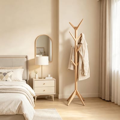Clruro Kapstok - 43 × 43 × 180 cm - met Haken - Multifunctioneel - Massief hout