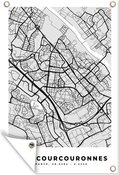 Muurdecoratie Stadskaart - Frankrijk - Kaart - Évry-Courcouronnes - Plattegrond - 120x180 cm - Tuinposter - Tuindoek