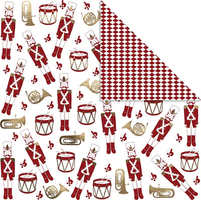 Design papier, notenkraker, 180 gr, goud, rood, wit, 3 vel/ 1 doos