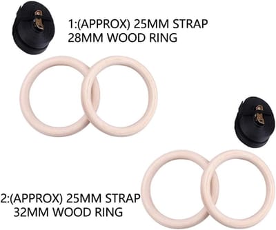 Gymnastiekringen Hout - Fitness Ringen - Kracht Training - Verstelbare Riemen - 28mm Ring - Natuurlijk Hout