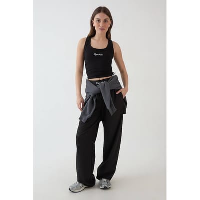 Dames Dsgn Studio Script Hemdje Met Ronde Hals | Black | Maat: XL