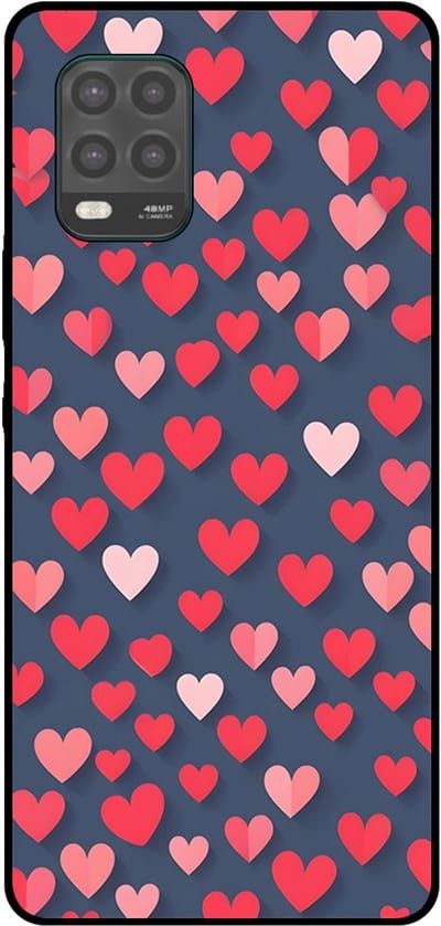 Smartphonica Telefoonhoesje Geschikt voor Xiaomi Mi 10 Lite met Roze en Rode Hartjes Opdruk - TPU Backcover Case With Rosé and Red Heart Design geschikt voor Xiaomi Mi 10 Lite