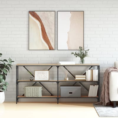 vidaXL - Wandtafel - 160x30x75 - cm - bewerkt - hout - en - ijzer - sonoma - eikenkleur