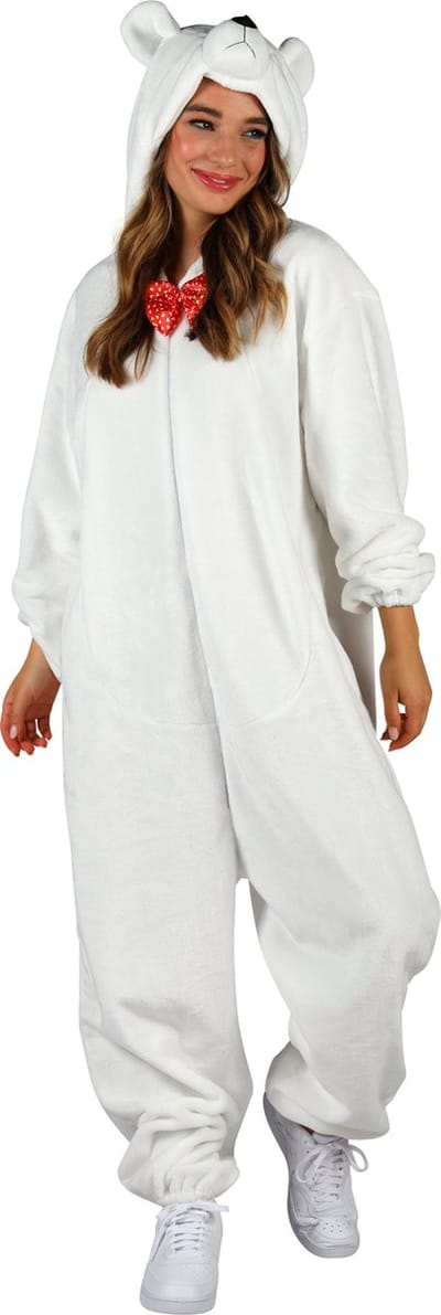 Dieren Kostuum IJsbeer Volwassenen - Pluche - Dieren Onesie - Carnaval - Verkleedkleren Damen En Heren - Wit - Maat XS/S