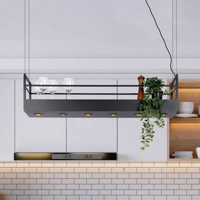 Lucide Hanglamp Miravelle met opbergruimte 6-lamps zwart