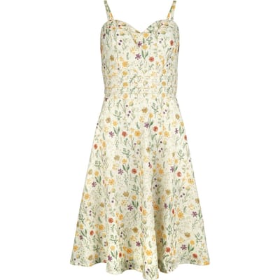 Voodoo Vixen Midi-jurk - Summer Flowers Emb Flare Dress - XS tot XL - voor Vrouwen - meerkleurig