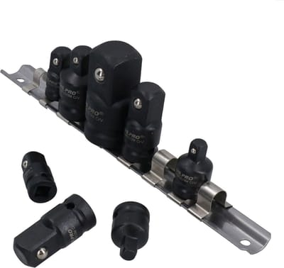 Kracht dop adapterset / Impact verloop doppenset 1/4" - 3/8" - 1/2" en 3/4" op rail 8-delig