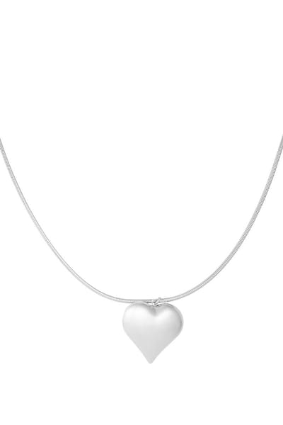 Dames ketting Big Heart zilverkleur - Grote hart hanger - Roestvrij staal - 45 cm