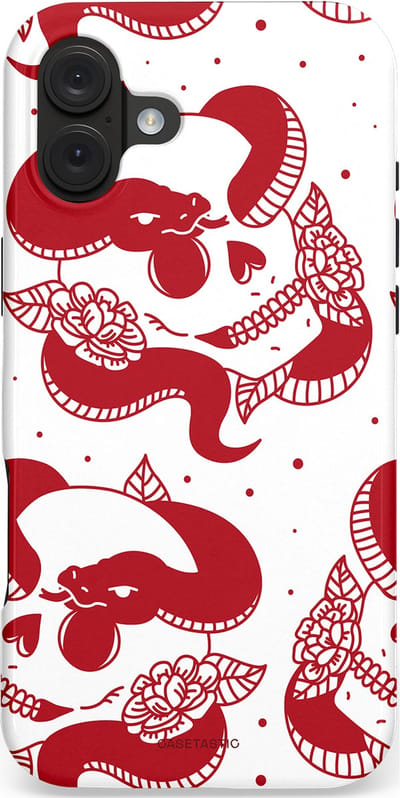 Casetastic hoesje geschikt voor Apple iPhone 16 Plus - MagSafe - Dubbellaagse bescherming - Beet van de nacht - Fashion Case - Wit Rood Lichtroze