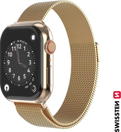 Swissten horlogeband geschikt voor Apple Watch - 38-40-41 mm - Mesh - Goud