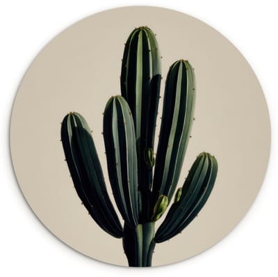 WallCircle® Wandcirkel 120x120 cm - Muurcirkel Cactus - Subtiel - Groen - Muurdecoratie woonkamer - Wanddecoratie slaapkamer - Kamer decoratie accessoires - Ronde schilderijen XXL