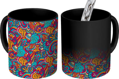 Magische Mok - Foto op Warmte Mokken - Koffiemok - Hippie - Flora - Abstract - Patroon - Magic Mok - Beker - 350 ML - Theemok