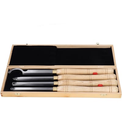 4PCS Draaibank Draaigereedschap Set Afneembare Houten Handvat Incisief Hard Legeringsstaal Draaibankgereedschap voor beige