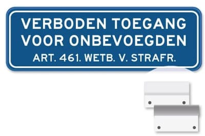 Verboden Toegang bord - Weerbestendig Aluminium - 40x15 cm - Bevestiging: Met muur-/ wandmontage beugels