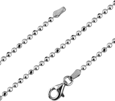 101061-0 Kogelketting voor dames, 925 zilver, 2 mm, in de lengte 42, 45, 50, 60, 70, 80, 90 cm, verkrijgbaar, 50 cm, Sterling zilver, Edelsteen