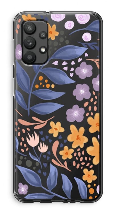 Case Company® - Hoesje geschikt voor Samsung Galaxy A32 4G hoesje - Flowers with blue leaves - Soft Cover Telefoonhoesje - Bescherming aan alle Kanten en Schermrand