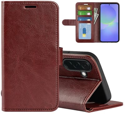 MobyDefend Hoesje - Geschikt voor Samsung Galaxy A37 - Wallet Book Case (Sluiting Achterkant) - Bruin