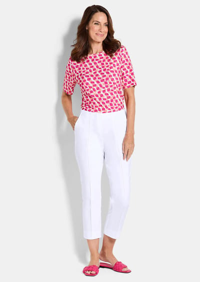 7/8-broek BELLA van bengaline, met biesjes - wit - Gr. 20 van Goldner Fashion