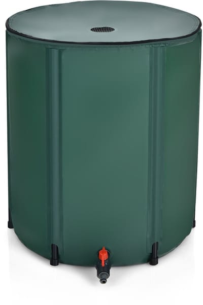 COSTWAY 200 liter regenton met overloopventiel, opvouwbare regenwaterton, regenwatertank PVC, regenton waterreservoir, 60 x 60 x 70 cm